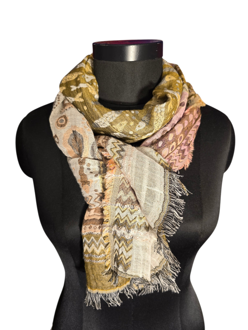 Jaquard vevet skjerf i bomull & silkeskjerf (16)