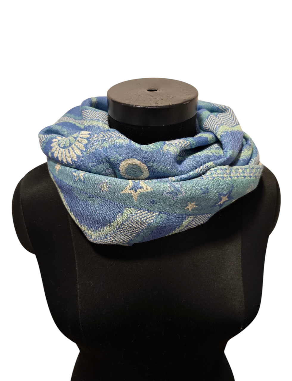 Blå, turkis og hint av grønt ullskjerf (72)