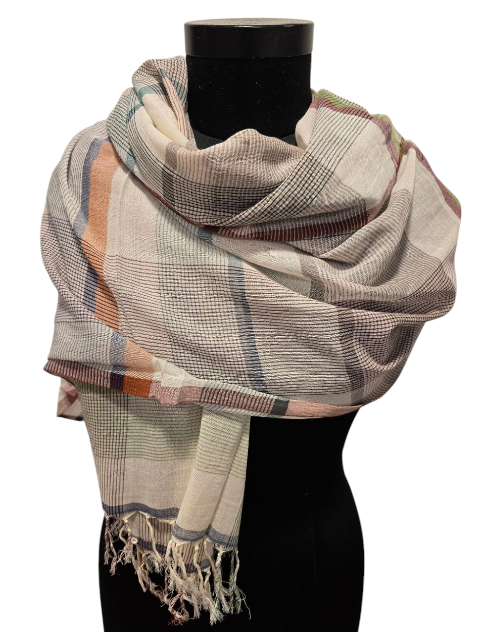 Mønstret sommerskjerf i silke/bomull (3)