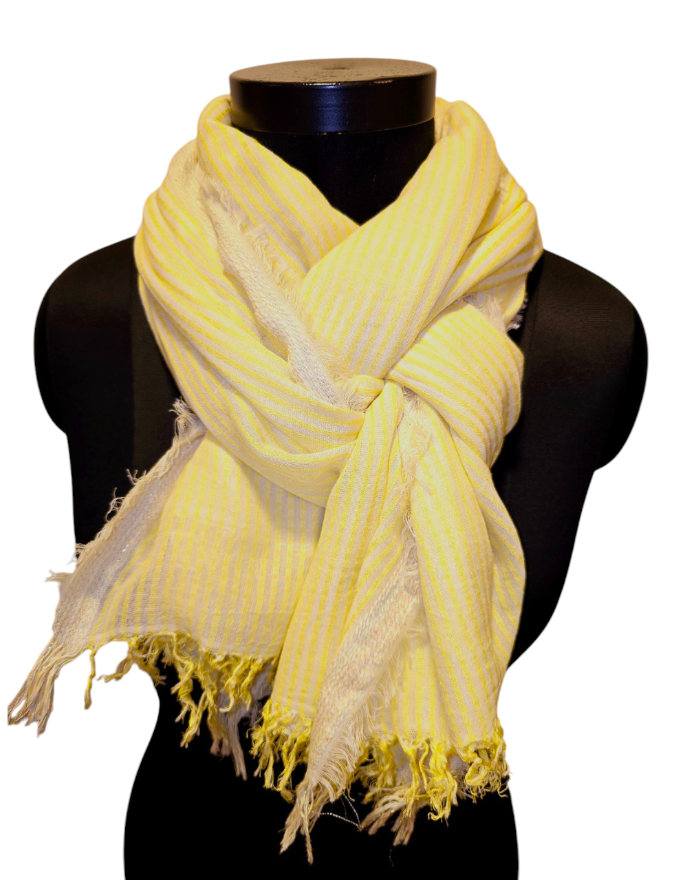 Sitrongult og hvitstripete skjerf i ren bomull (7)