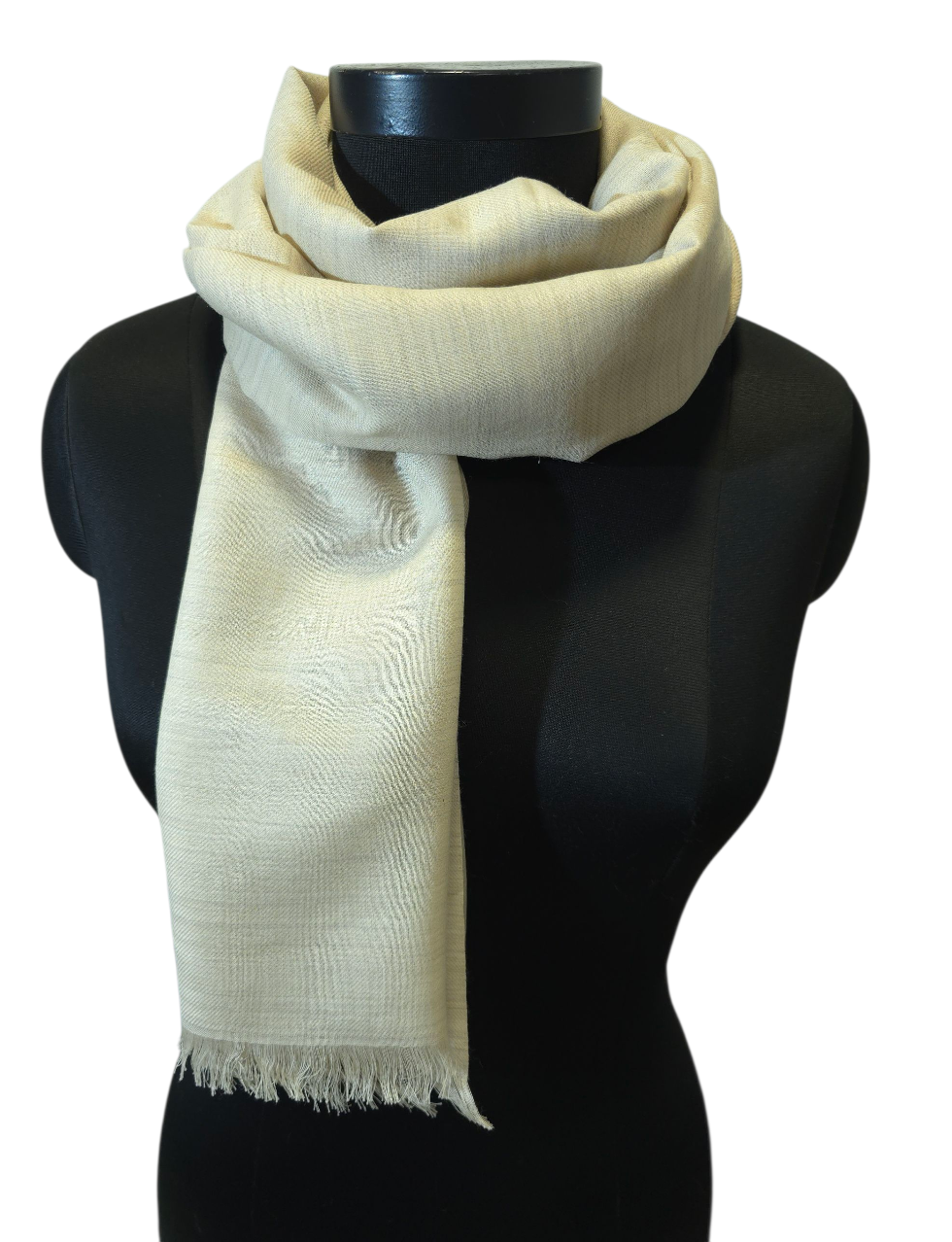 Lyst melert skjerf i merino og bomull (03)