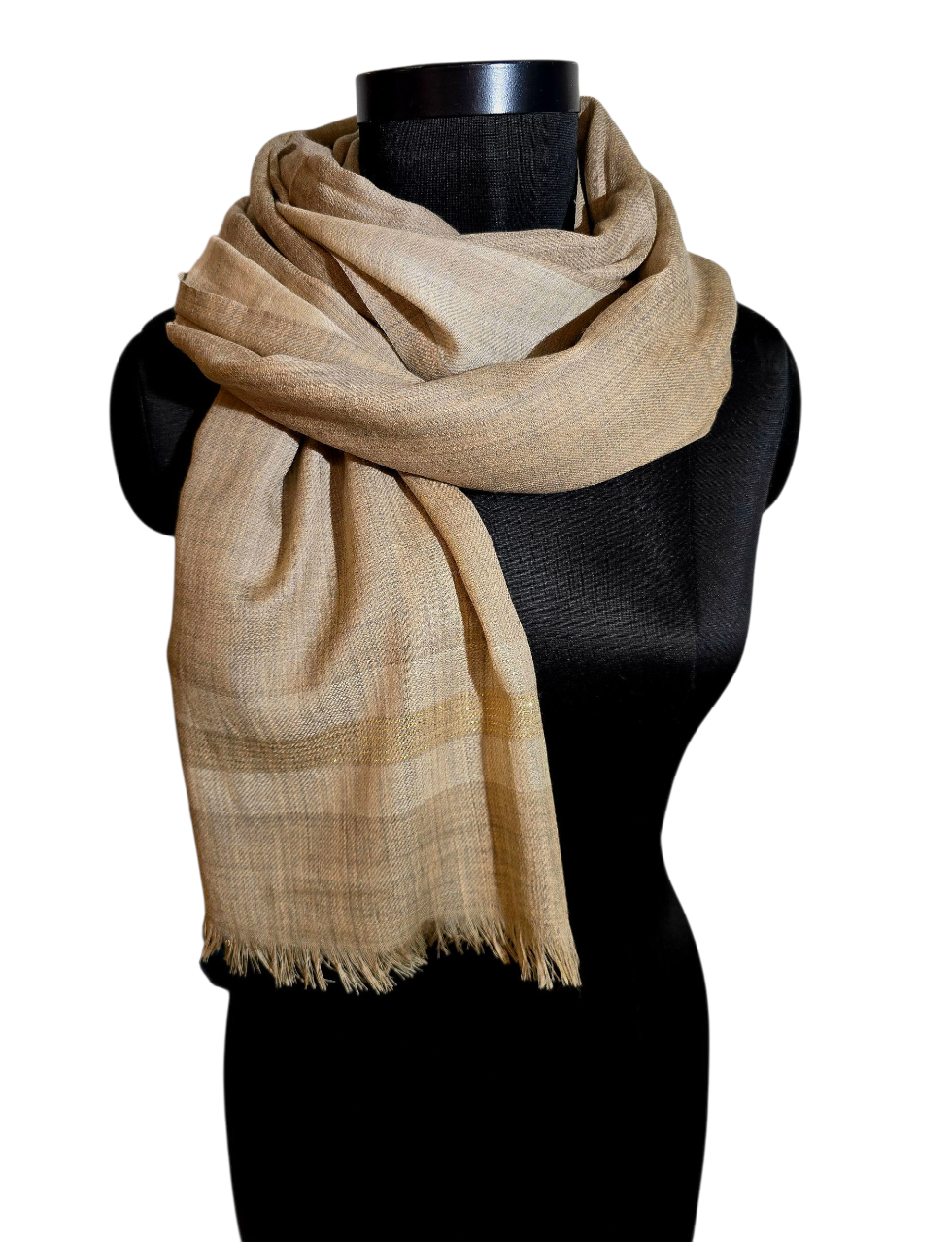 Beige og gråaktig skjerf i ren ull (83)