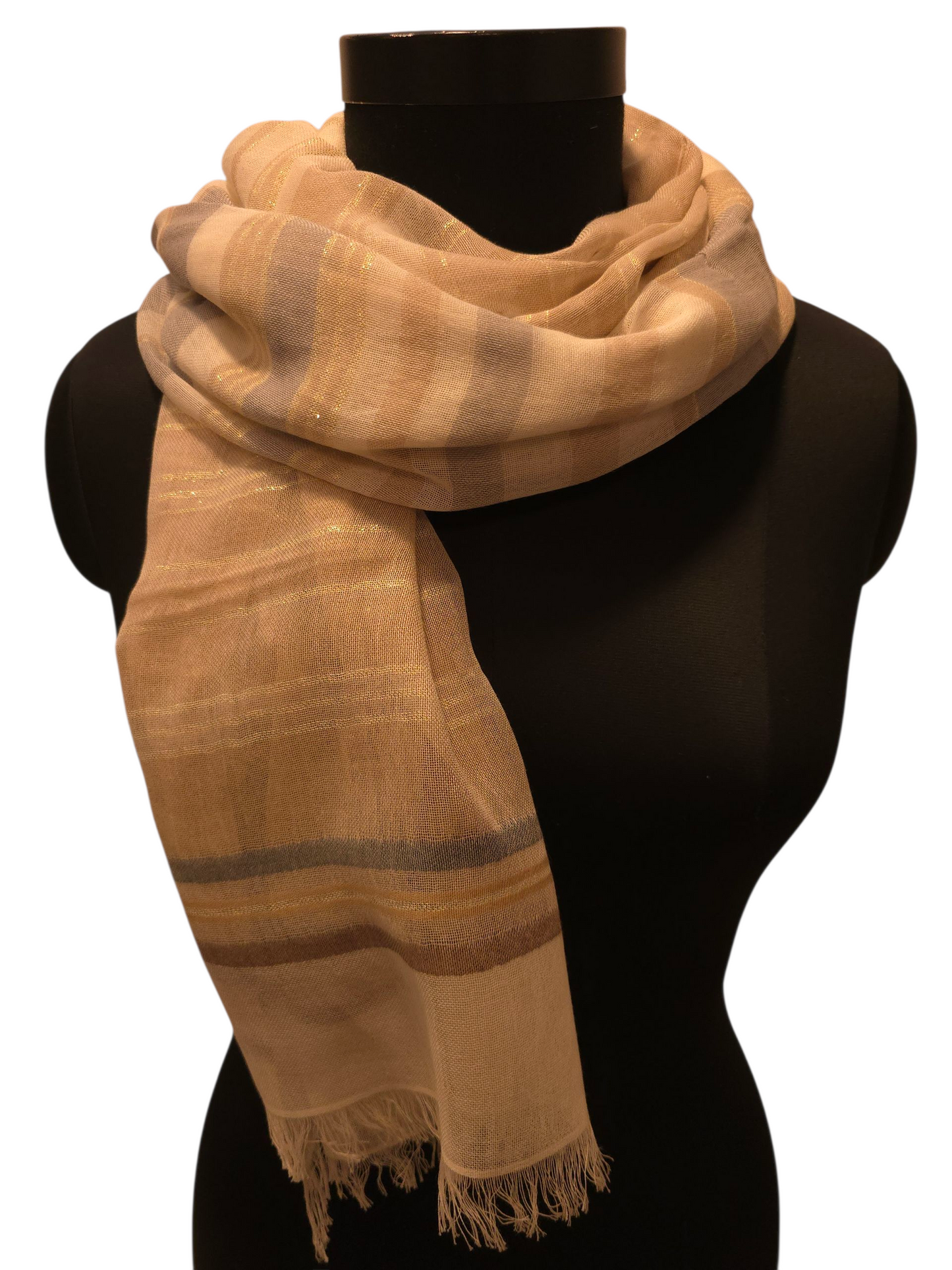 Lett og luftig lyst bomullsskjerf med en gylne tråd (069)