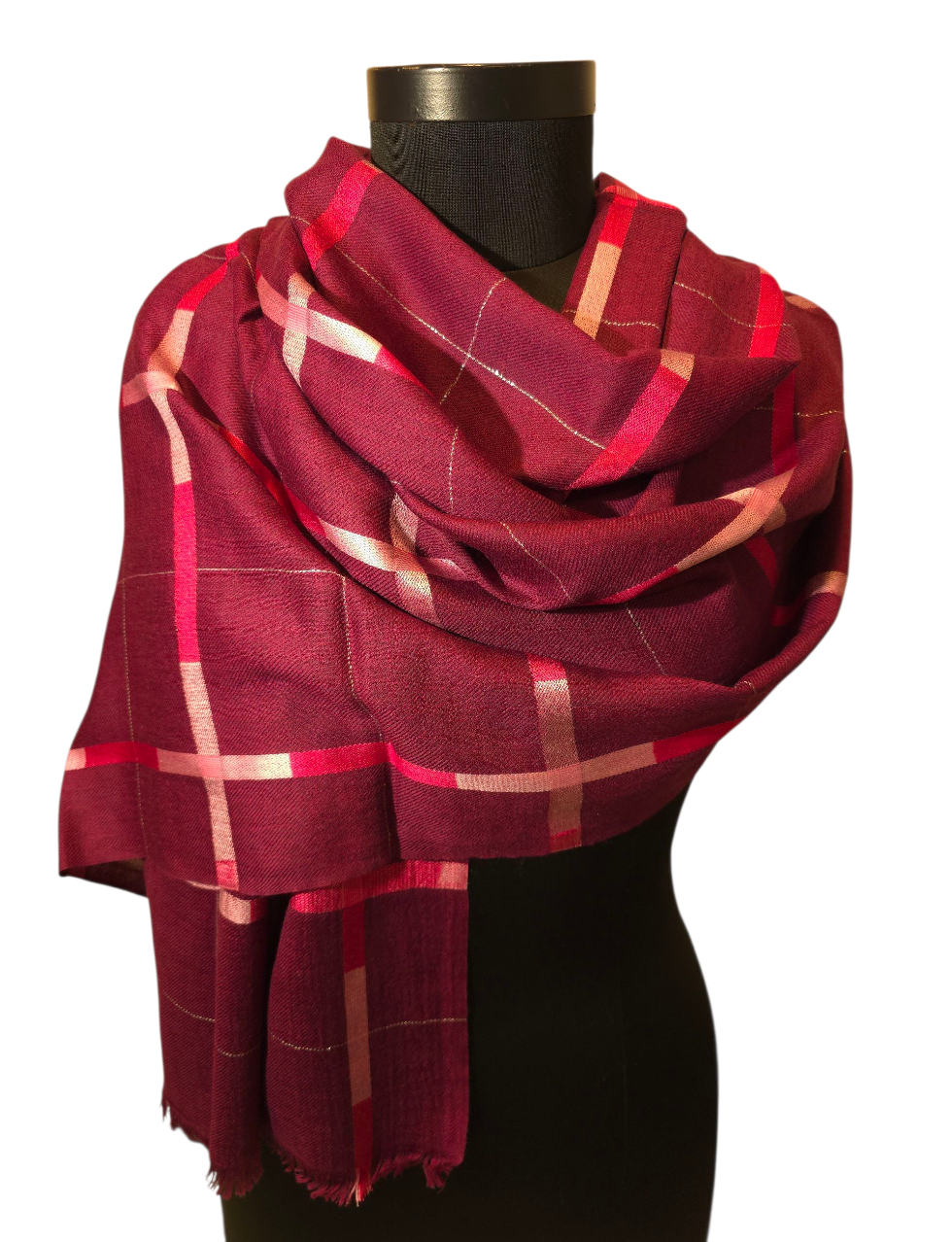 Dyp plommefarget skjerf i ren ull (73)