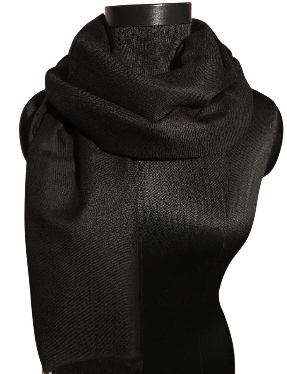 Sort skjerf i merino og bomull (04)