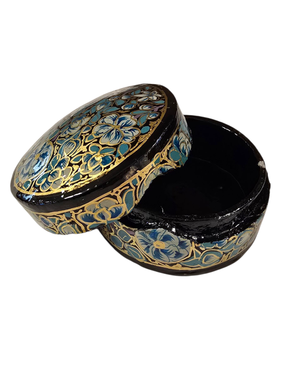 Lite og rundt smykkeskrin med håndmalte blomster (40)