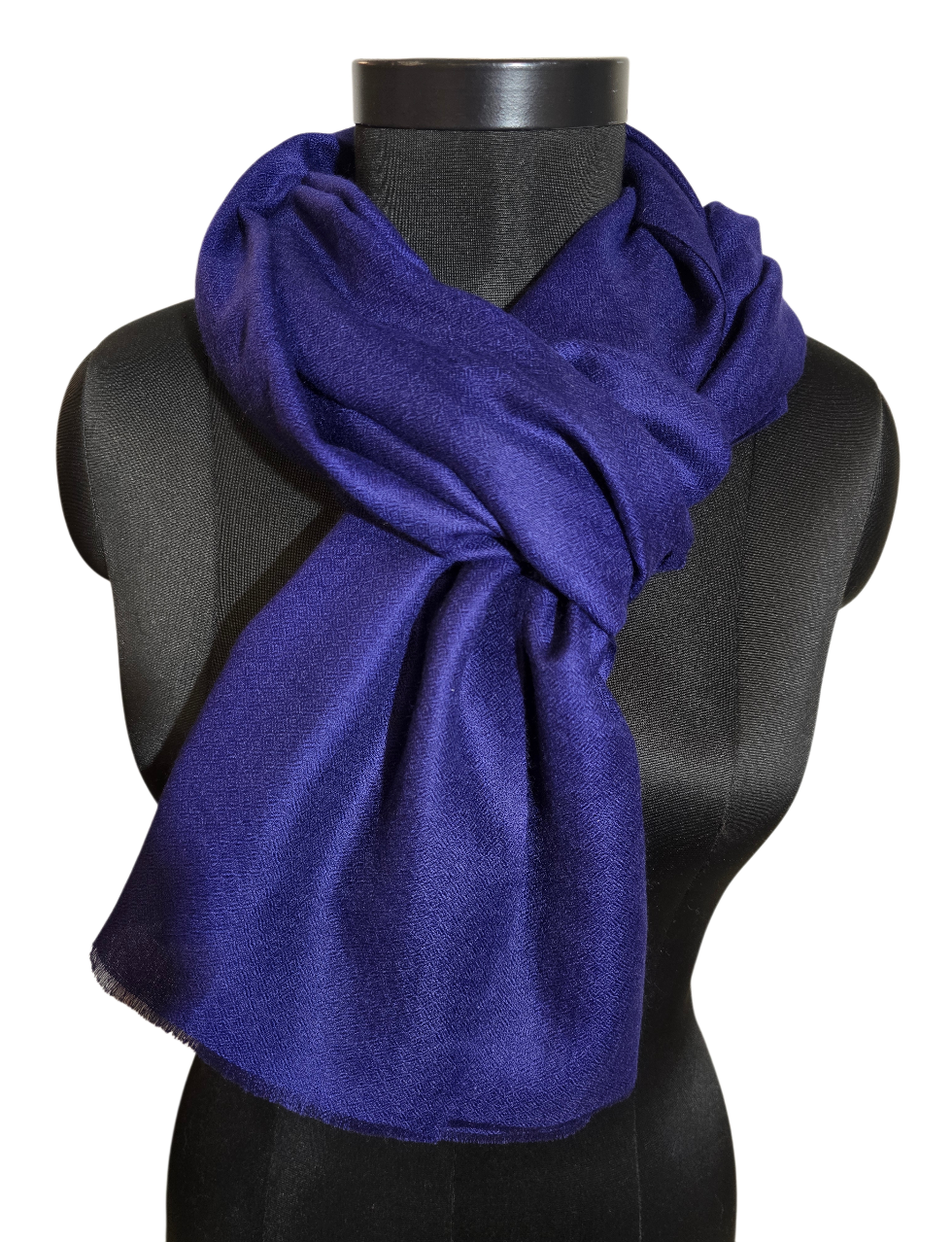 Klassisk blått håndvevet pashmina sjal (4)