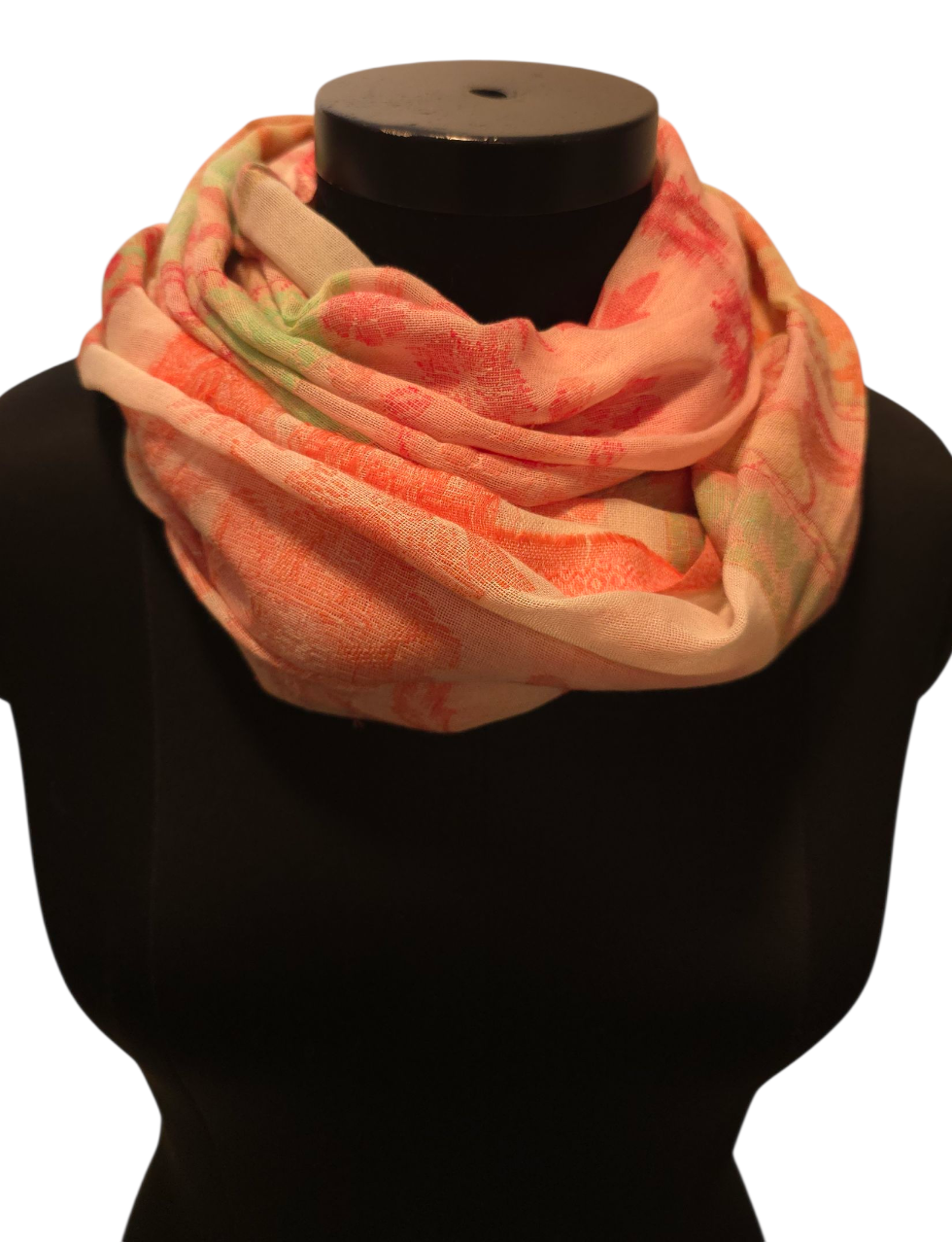 Mønstervevd fersken farget bomullsskjerf (074)