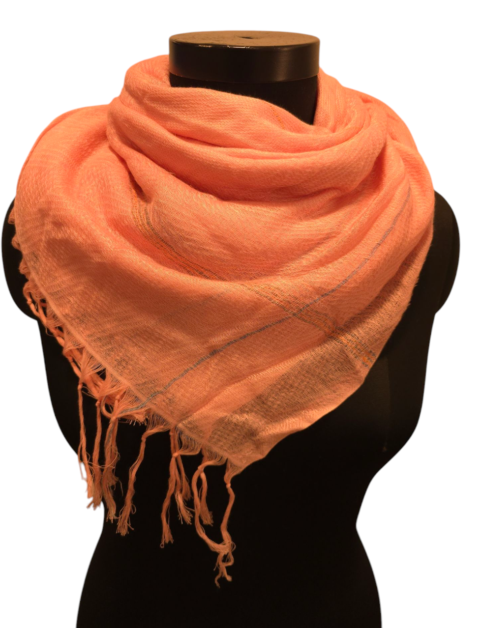 Supertynt rosa sjal i bomull og silke (039)