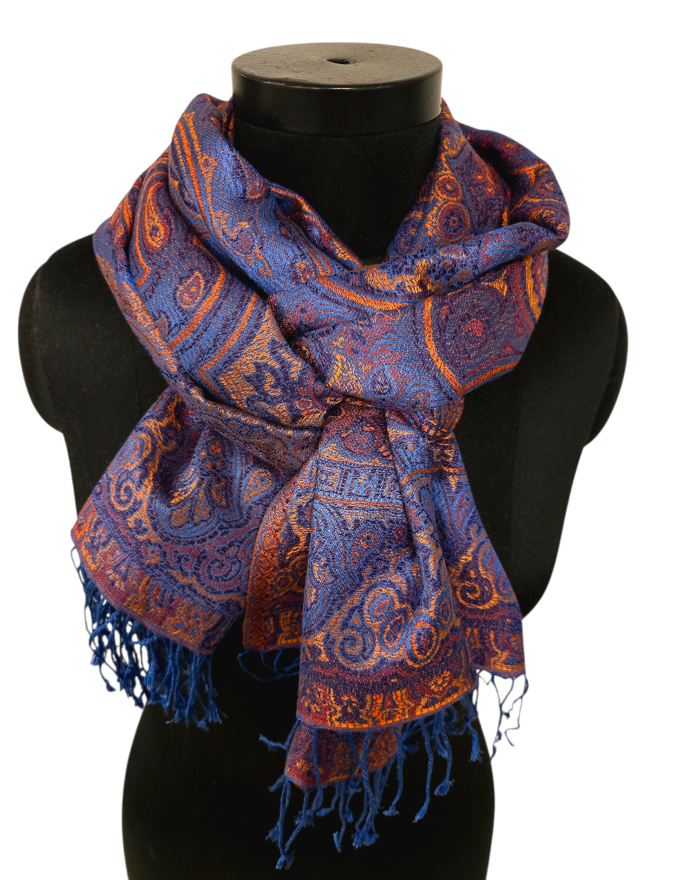 Jaquardvevet sjal i rolige farger (35)