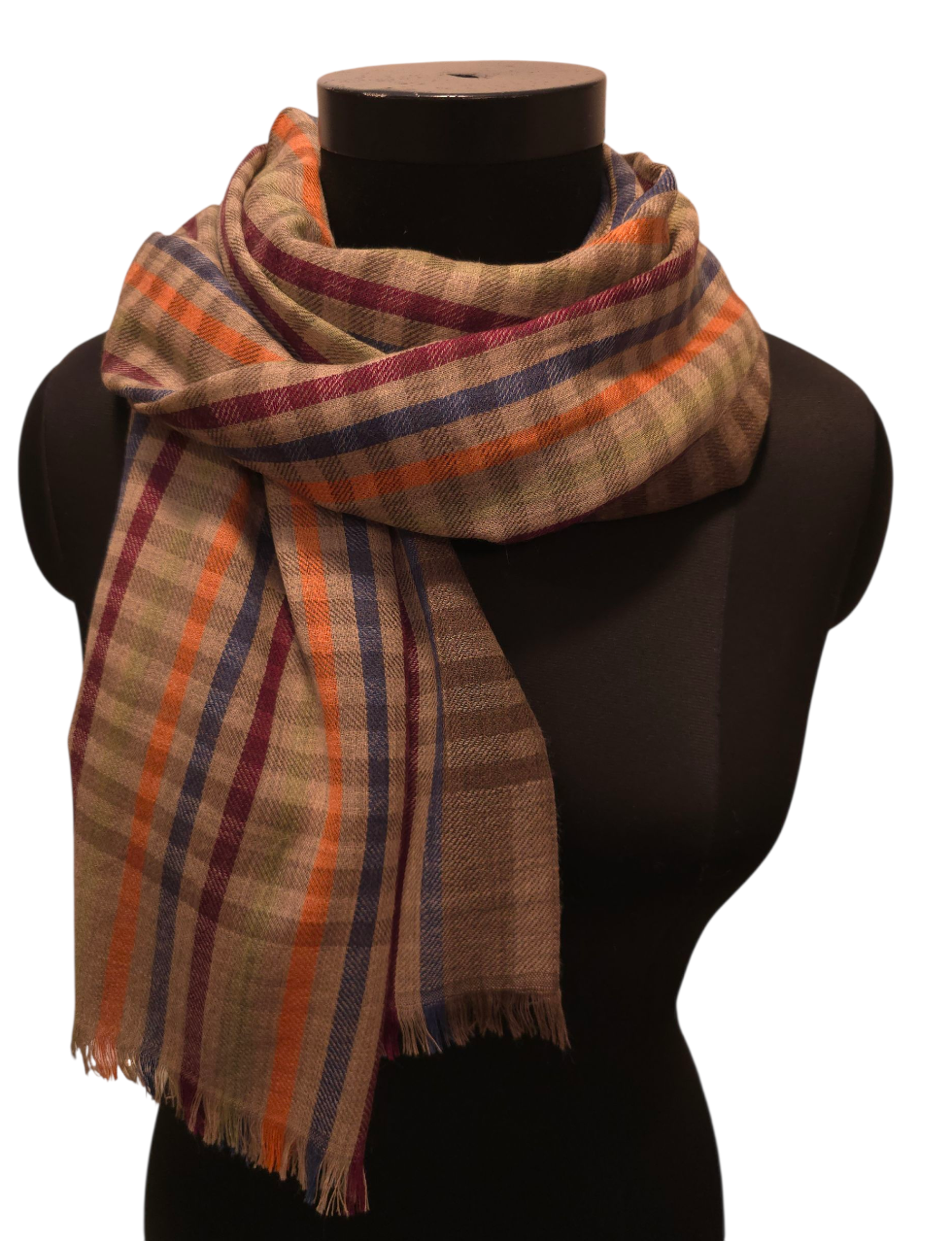 Stripete og rutete skjerf i ren ull (81)