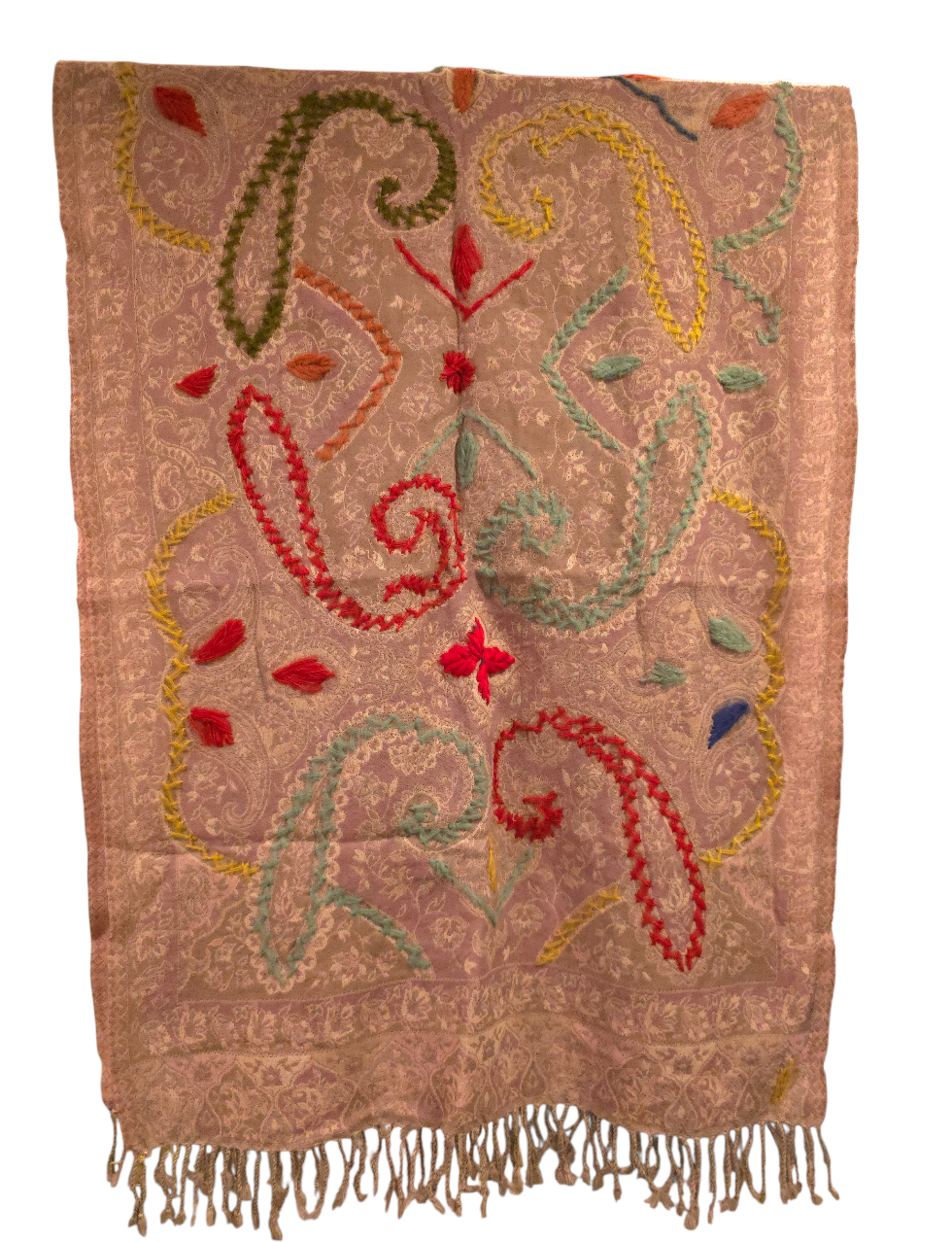 Lys lilla ullskjerf med broderier (95)