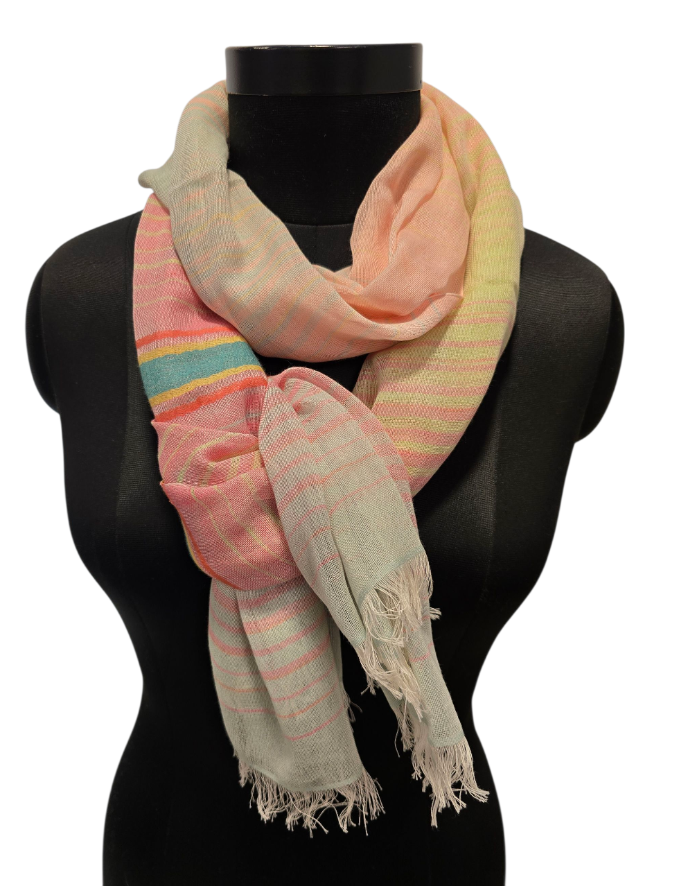 Stripete bomullsskjerf (090)