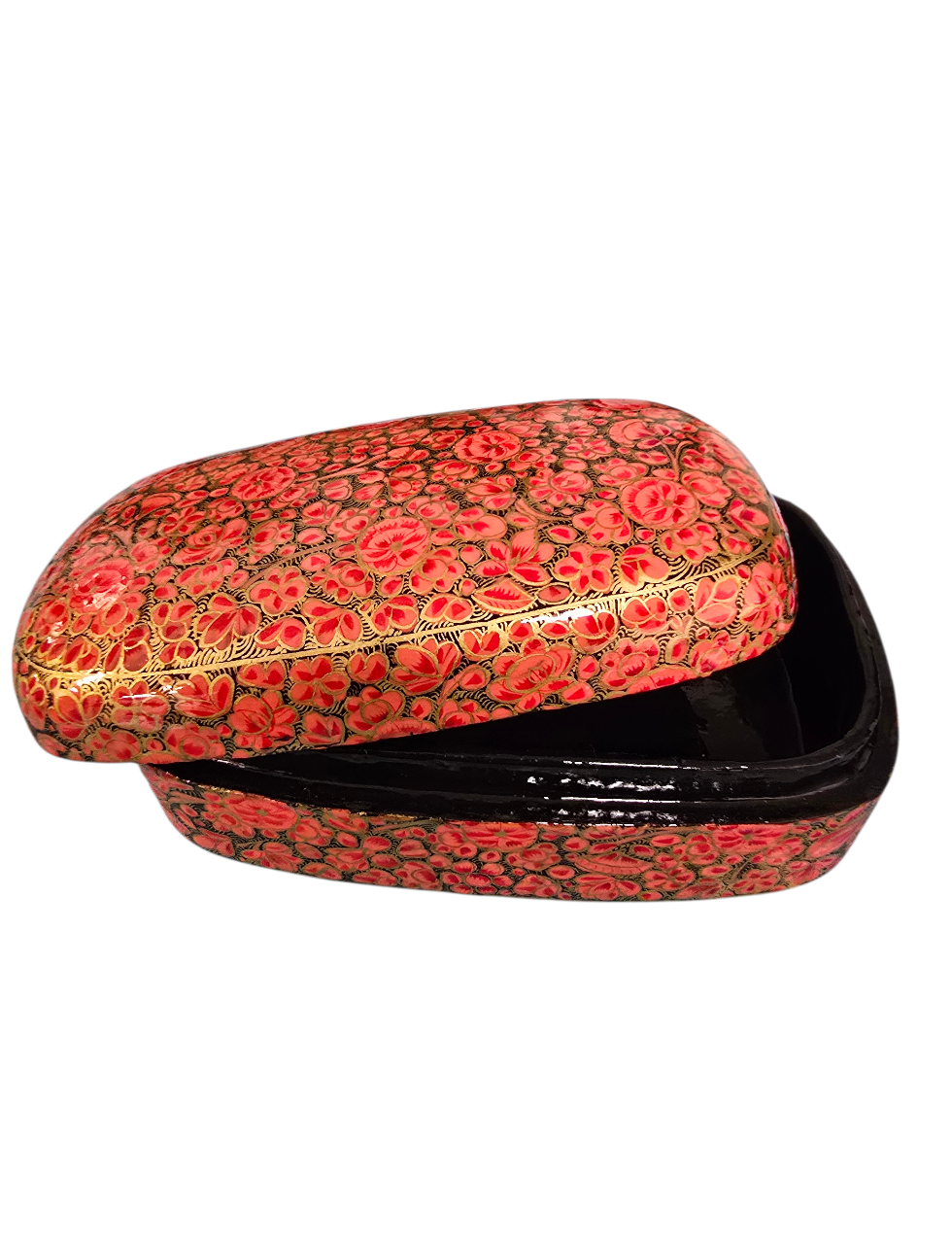 Lekkert smykkeskrin med rosa blomster og gyllen dekor (51)