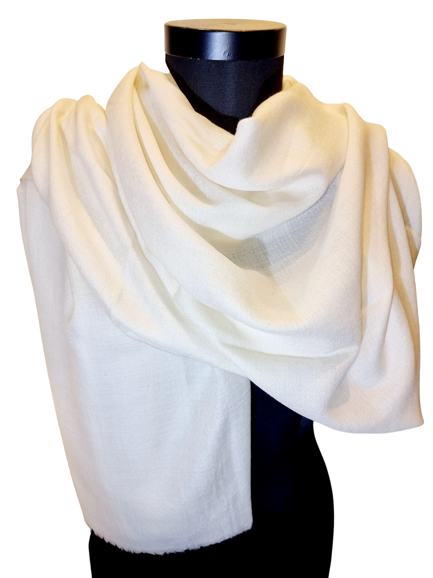 Stort offwhite - elfenbenhvitt kashmir sjal (02)