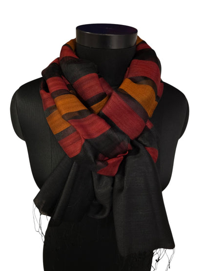 Stripete silke - merino skjerf (82)