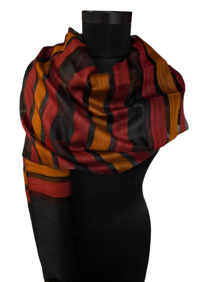 Stripete silke - merino skjerf (82)