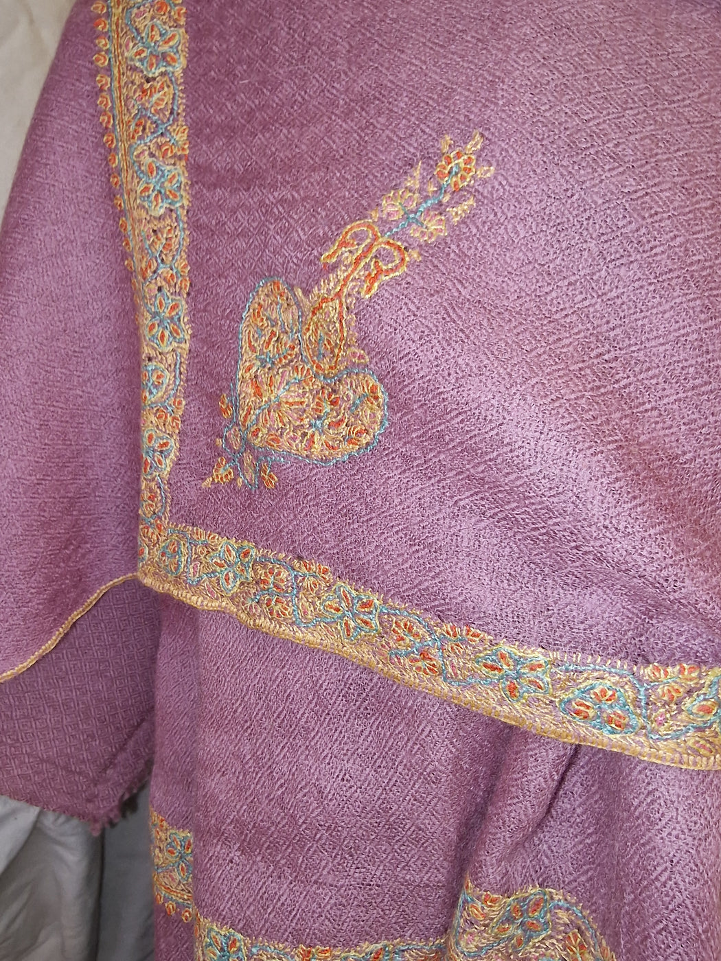 Valeriansk rosa farget pashmina sjal(7)