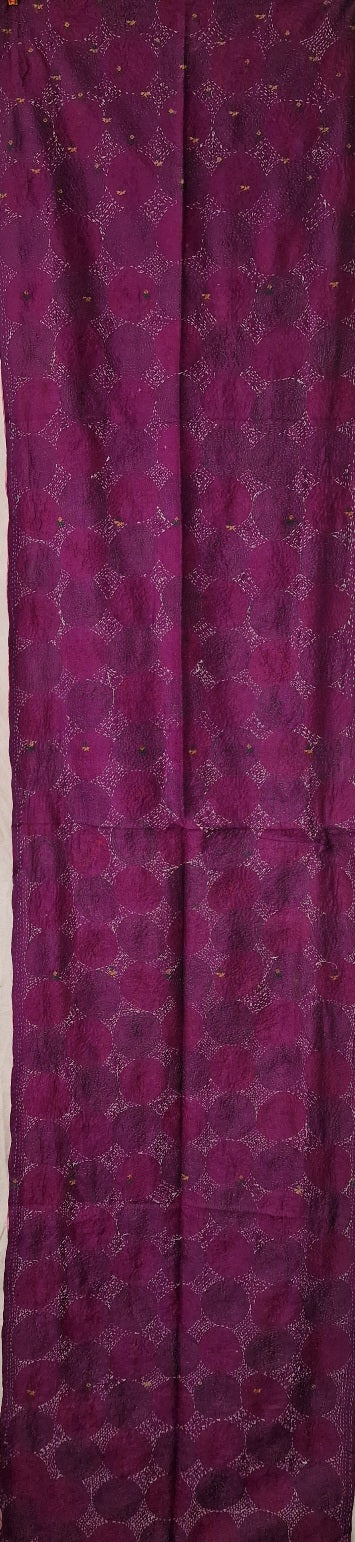 Lilla og rosa silkeskjerf med håndbroderte sirkler (36)