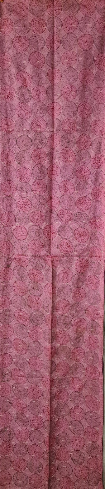 Lilla og rosa silkeskjerf med håndbroderte sirkler (36)