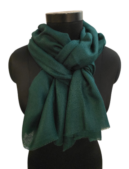 Dyp grønt håndvevet pashmina sjal (10)