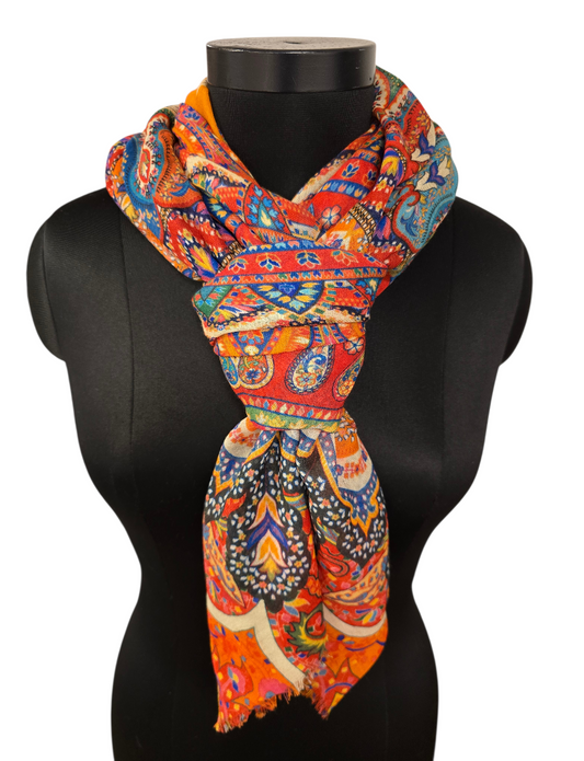 Firkantet sjal i ull og silke (13)