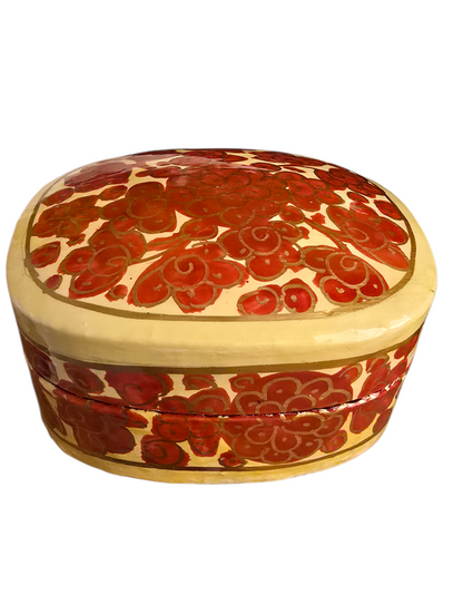 Håndlaget smørgul og rød liten boks (16)