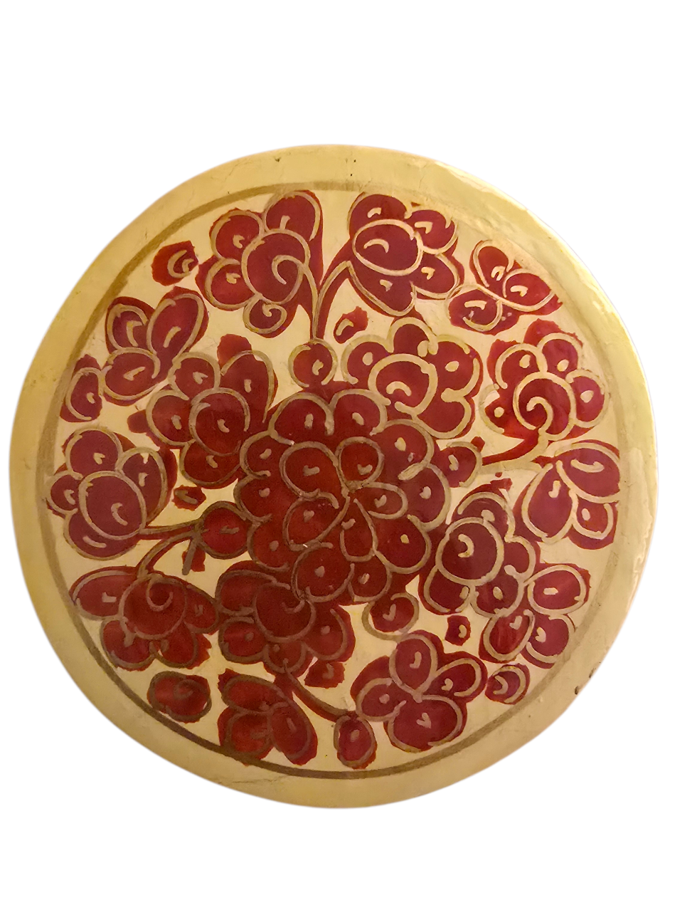 Rund smørgul boks med røde blomster (17)