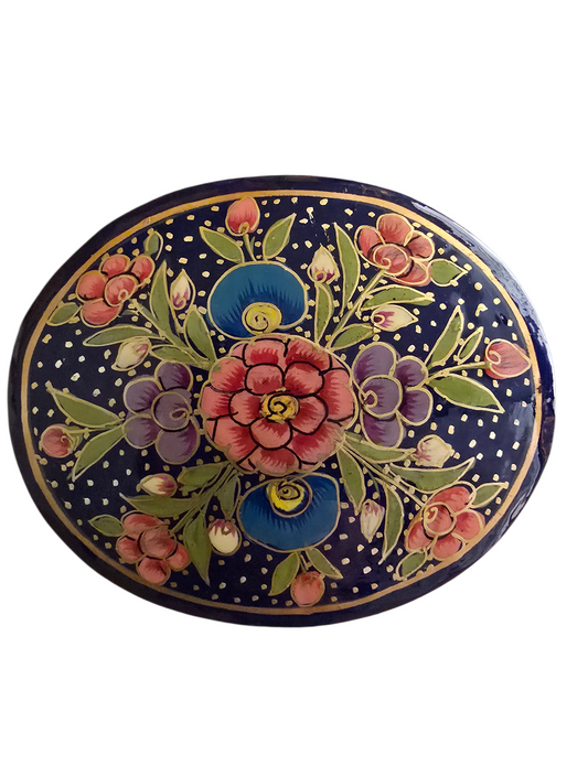 Blomstret oval liten blå boks (22)