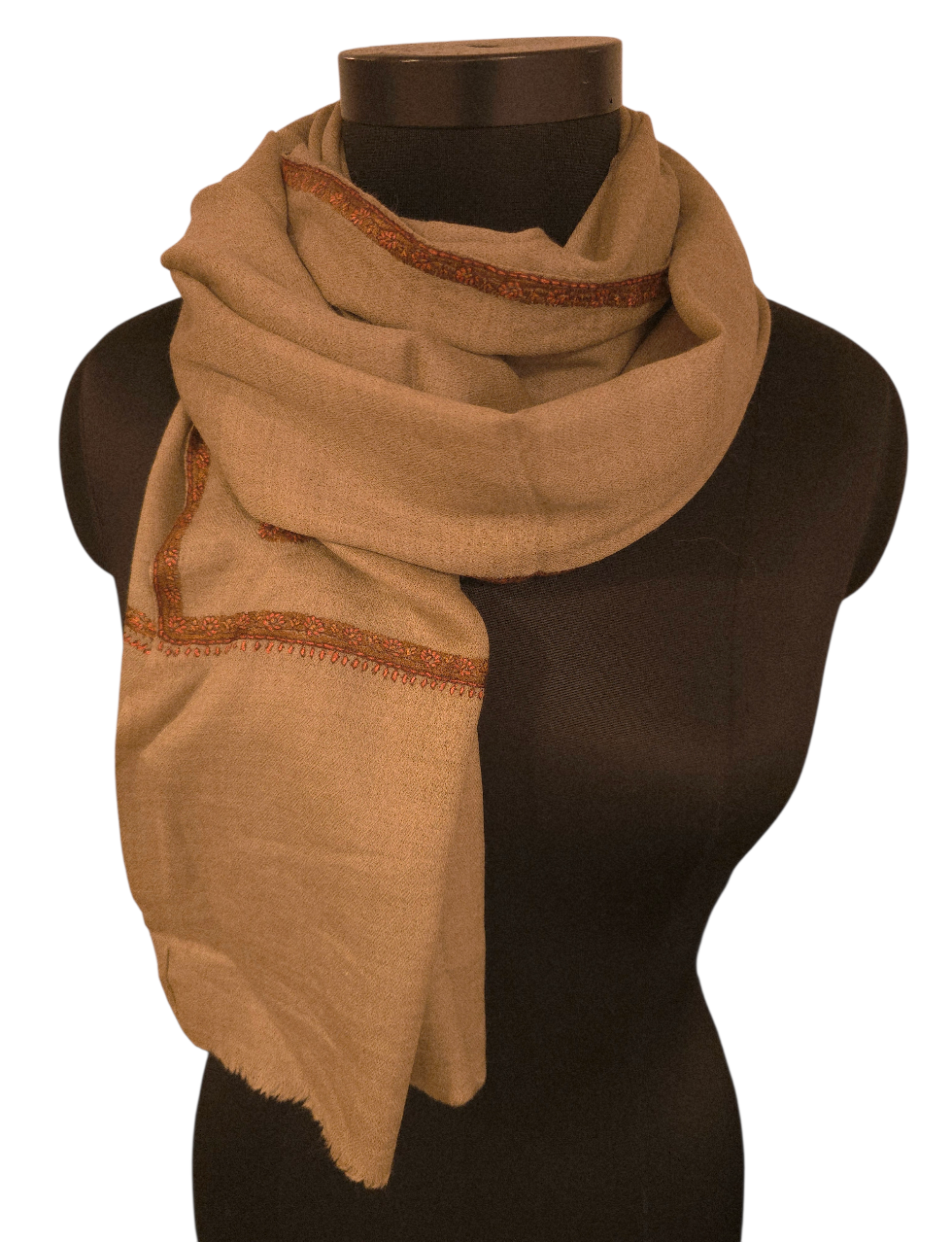 Naturfarget sjal i cashmere og merino med håndbroderte detaljer (24)