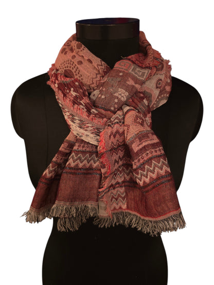 Rust/rødlig skjerf i bomull og silke (12)