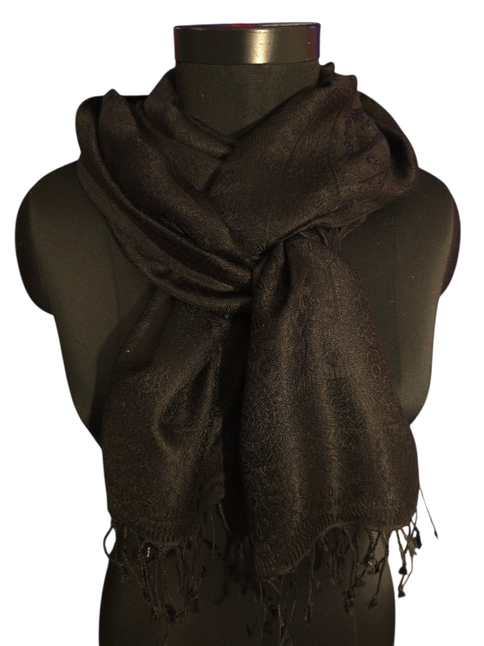 Sort jaquardvevet silkeskjerf (42)