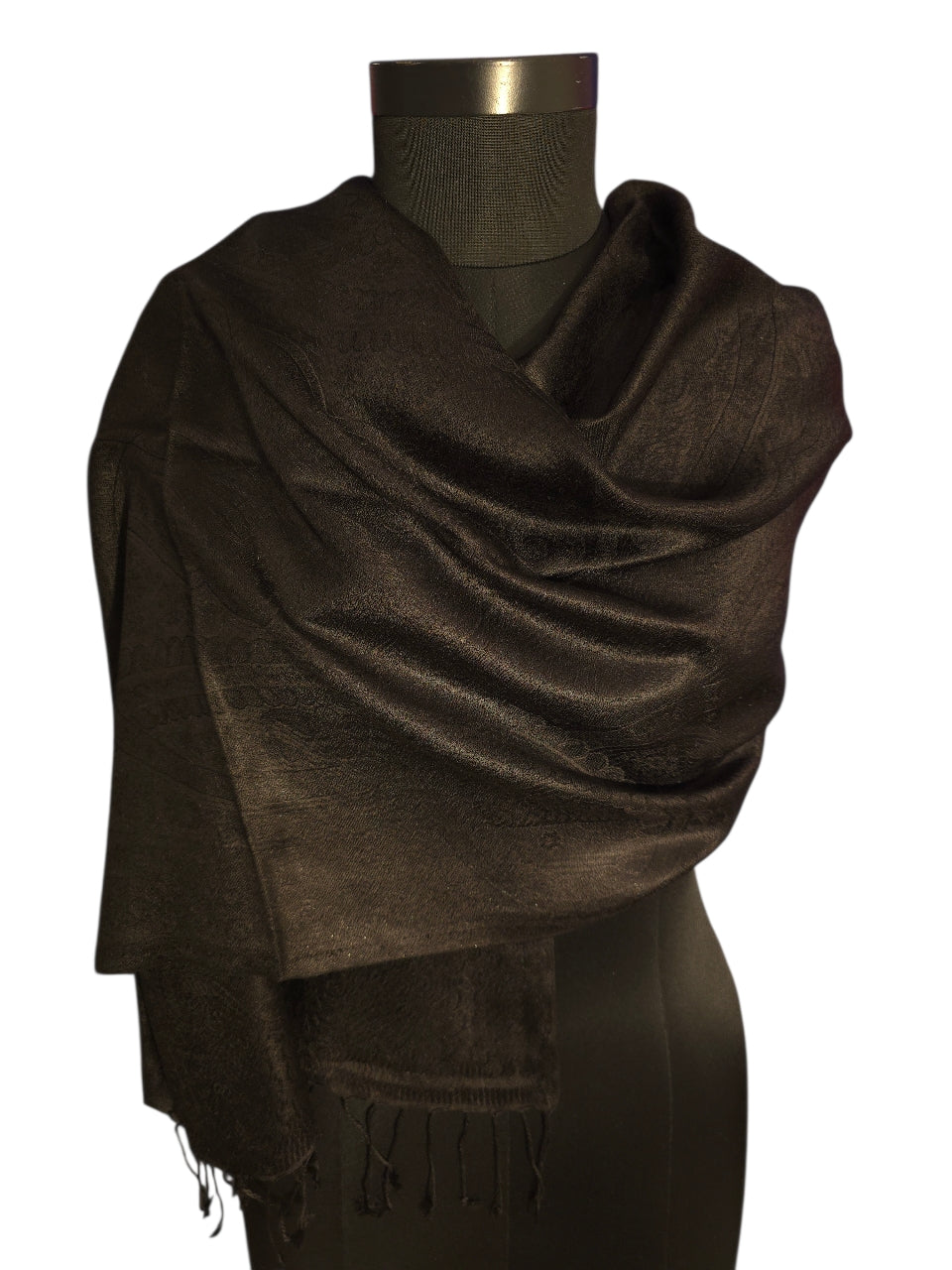 Sort jaquardvevet silkeskjerf (42)