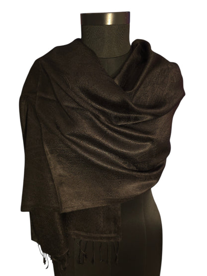 Sort jaquardvevet silkeskjerf (42)