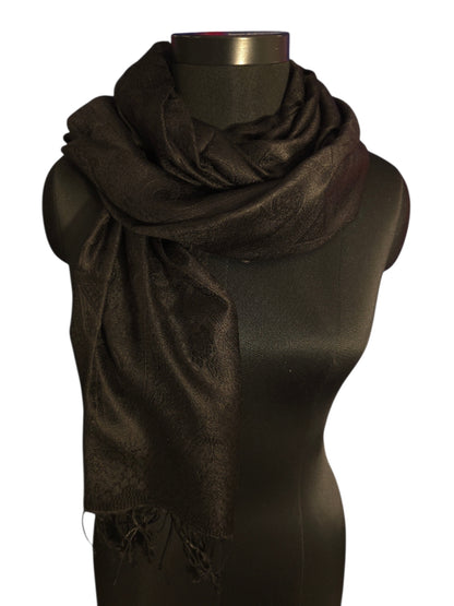 Sort jaquardvevet silkeskjerf (42)