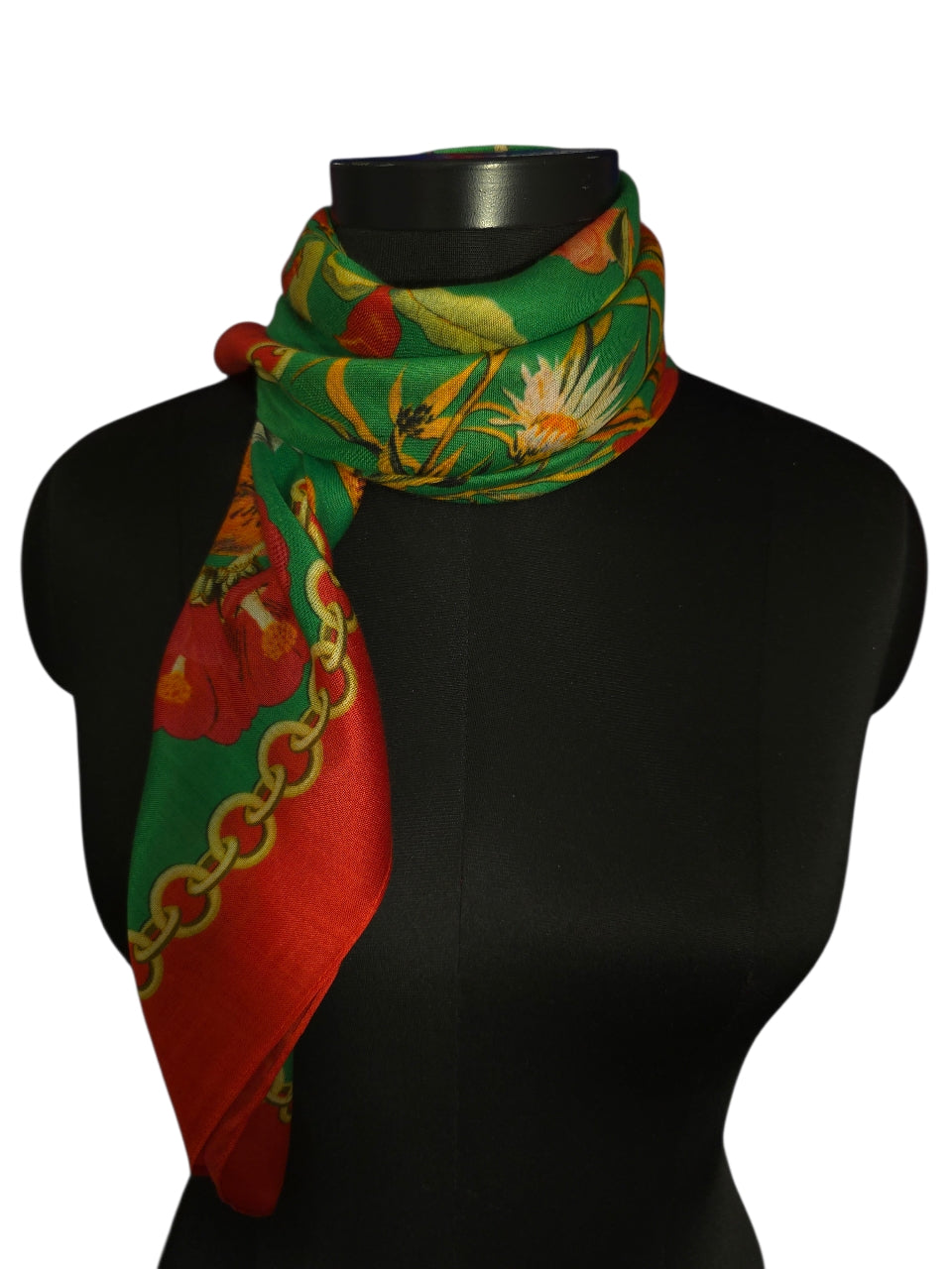 Botanisk eleganse - luksuriøst silkeskjerf på 100x100 cm (29)