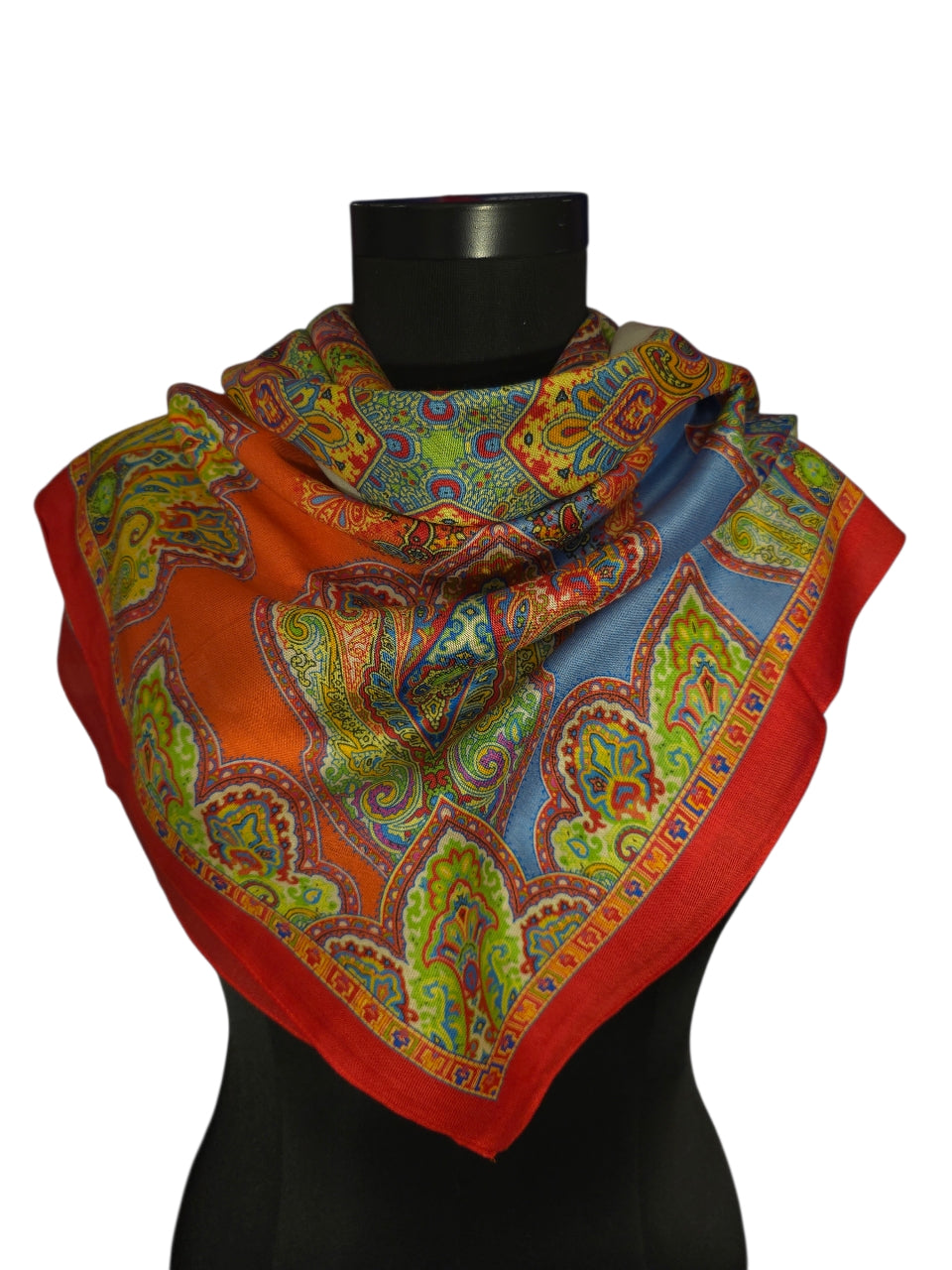 Kaleidoskopisk paisley luksuriøst silkeskjerf på 100x100 cm (28)