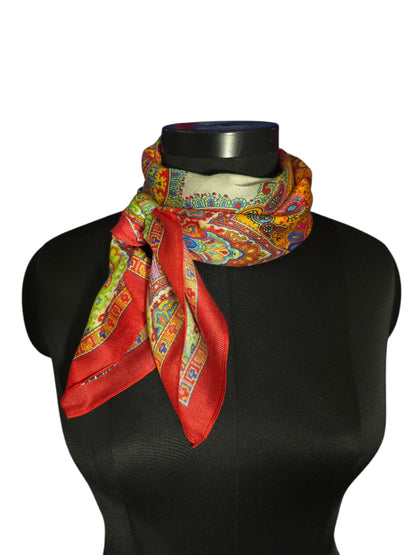 Kaleidoskopisk paisley luksuriøst silkeskjerf på 100x100 cm (28)