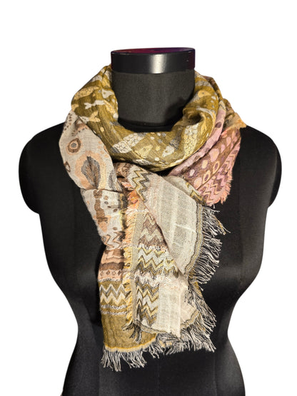 Jaquard vevet skjerf i bomull & silkeskjerf (16)