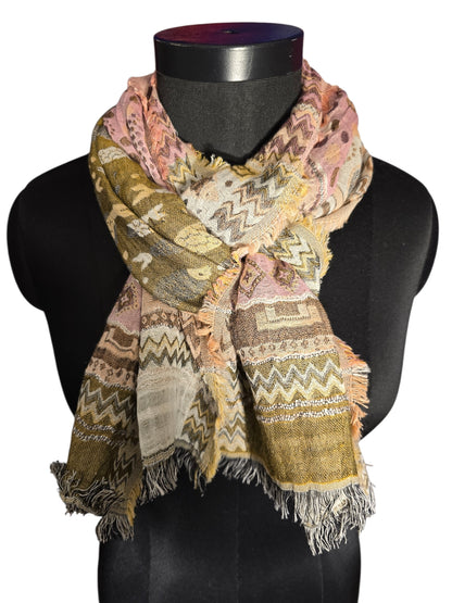 Jaquard vevet skjerf i bomull & silkeskjerf (16)