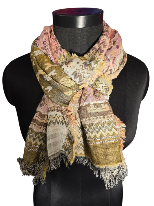 Jaquard vevet skjerf i bomull & silkeskjerf (16)