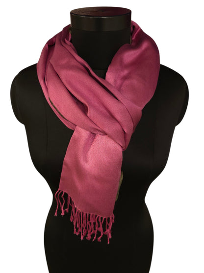 Tosidig sjokoladebrunt og lys rosa silkeskjerf (50)