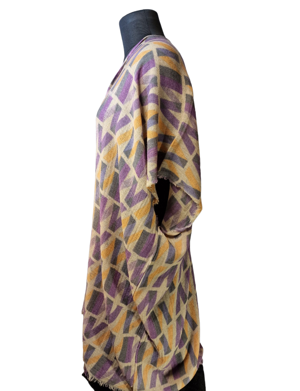 Stilig sjal-jakke i gult og lilla (7)