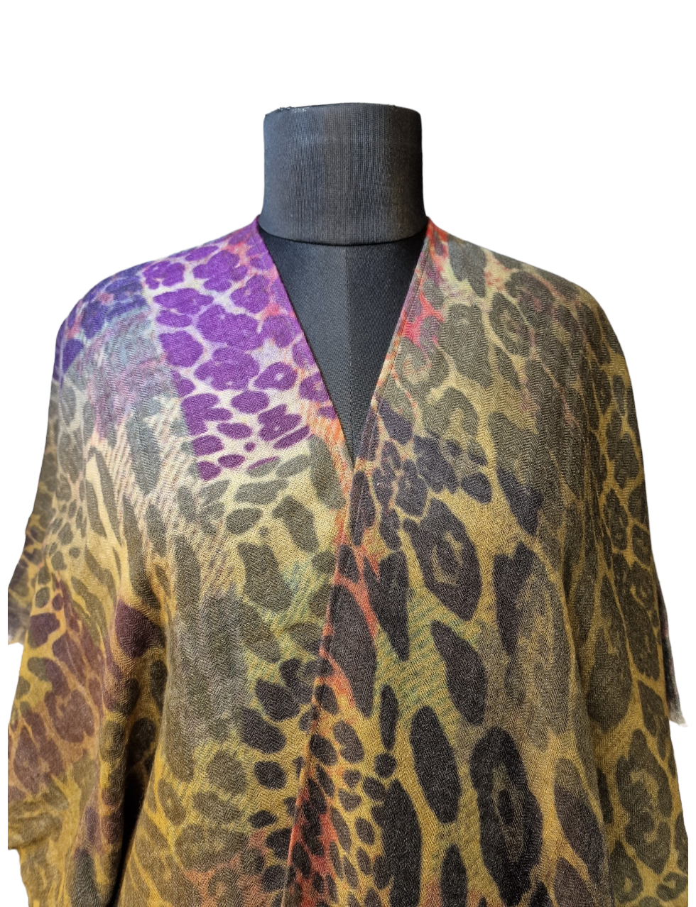 Flerfarget sjal-jakke med dyremønster (20)