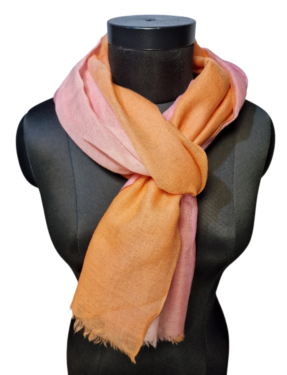 Lys oransje og rosa skjerf i silke og ull (85)