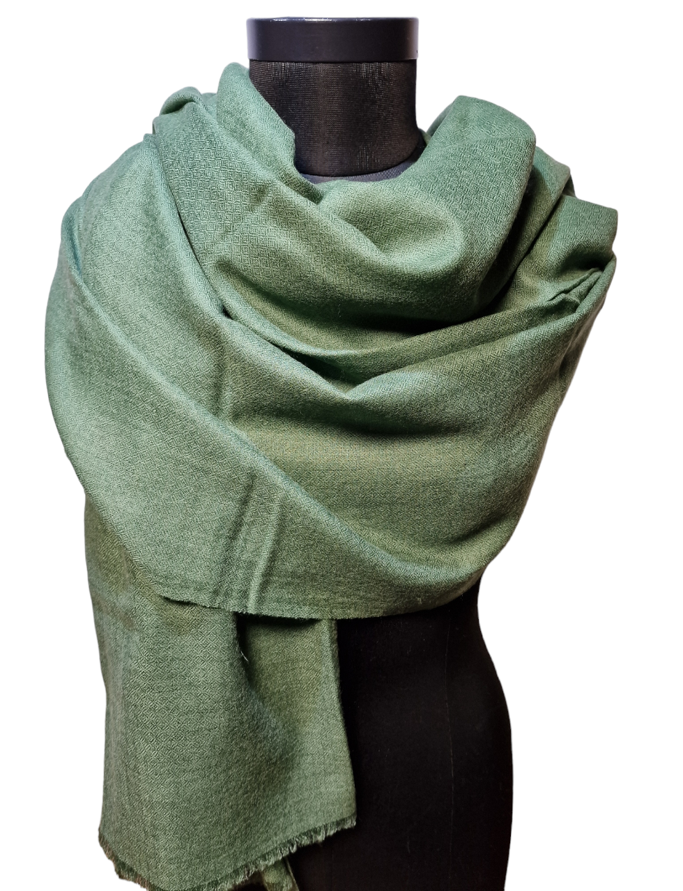Stort artisjokk-grønt cashmere sjal (05)