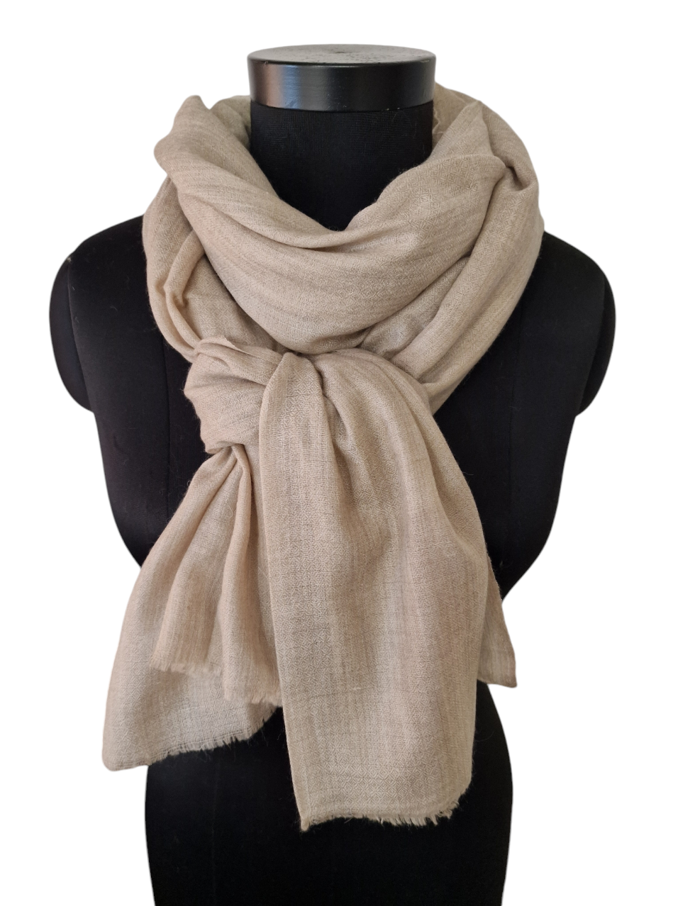 Stort naturfarget pashmina sjal (5)