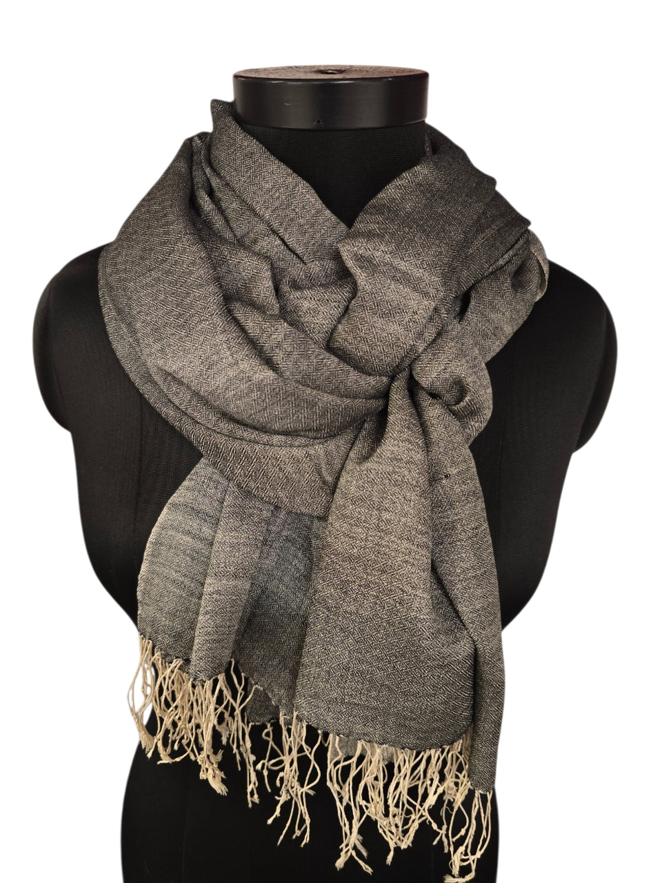 Cashmere - silkeskjerf sort og hvitt (53)