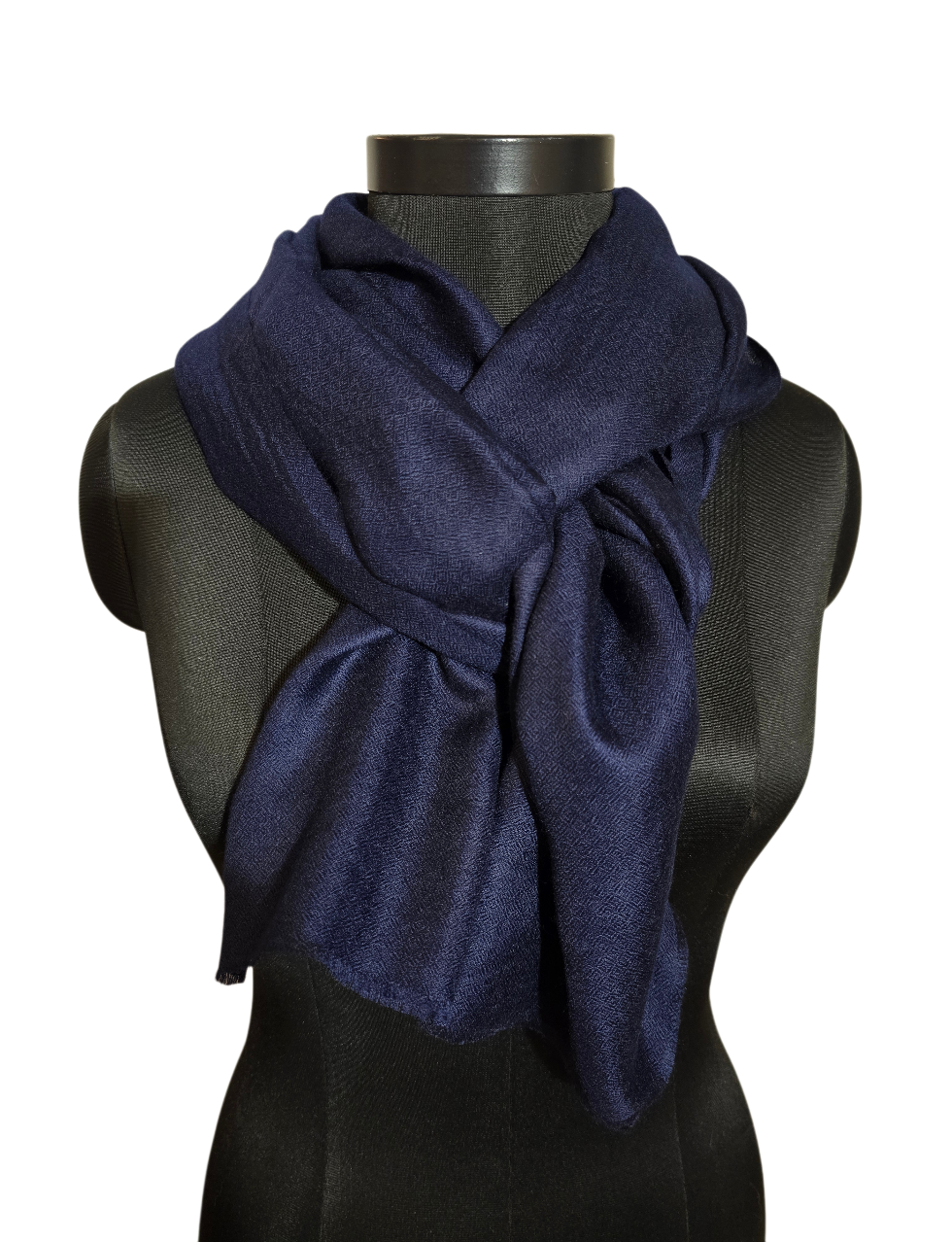 Eksklusivt håndvevet marineblått pashmina sjal (3)