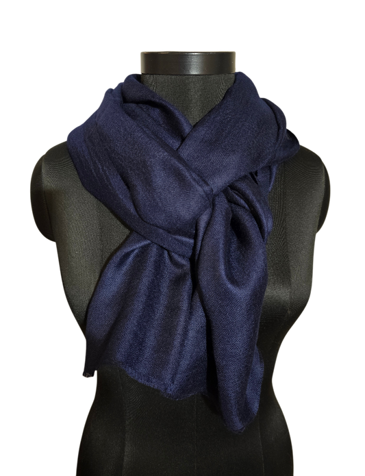 Eksklusivt håndvevet marineblått pashmina sjal (3)